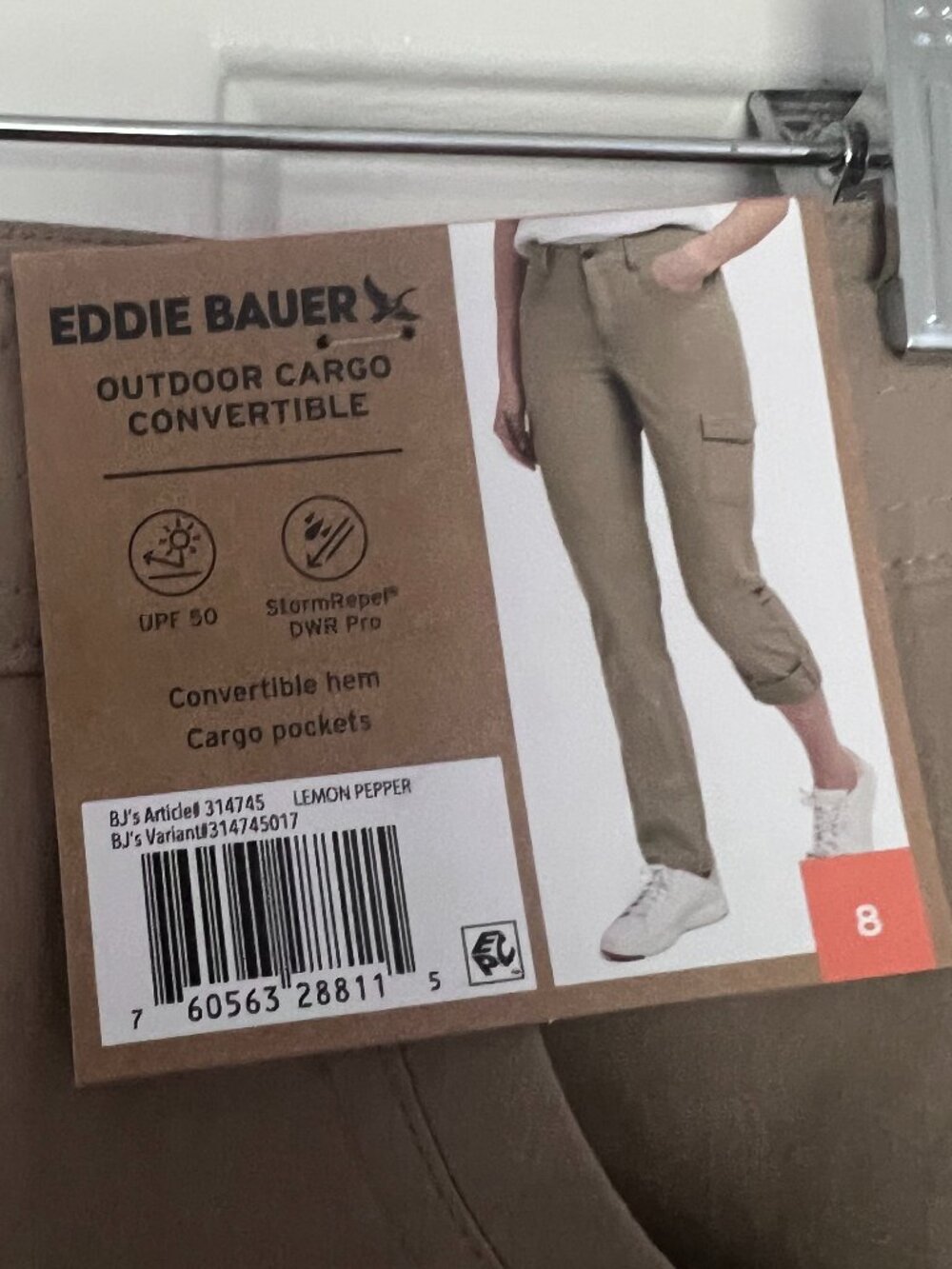 NWT Eddie Bauer Outdoor Cargo Convertible Pants Size 8